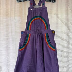 Mini Biden Purple Girls Corduroy Jumper with Rainbow Accents. Worn twice.